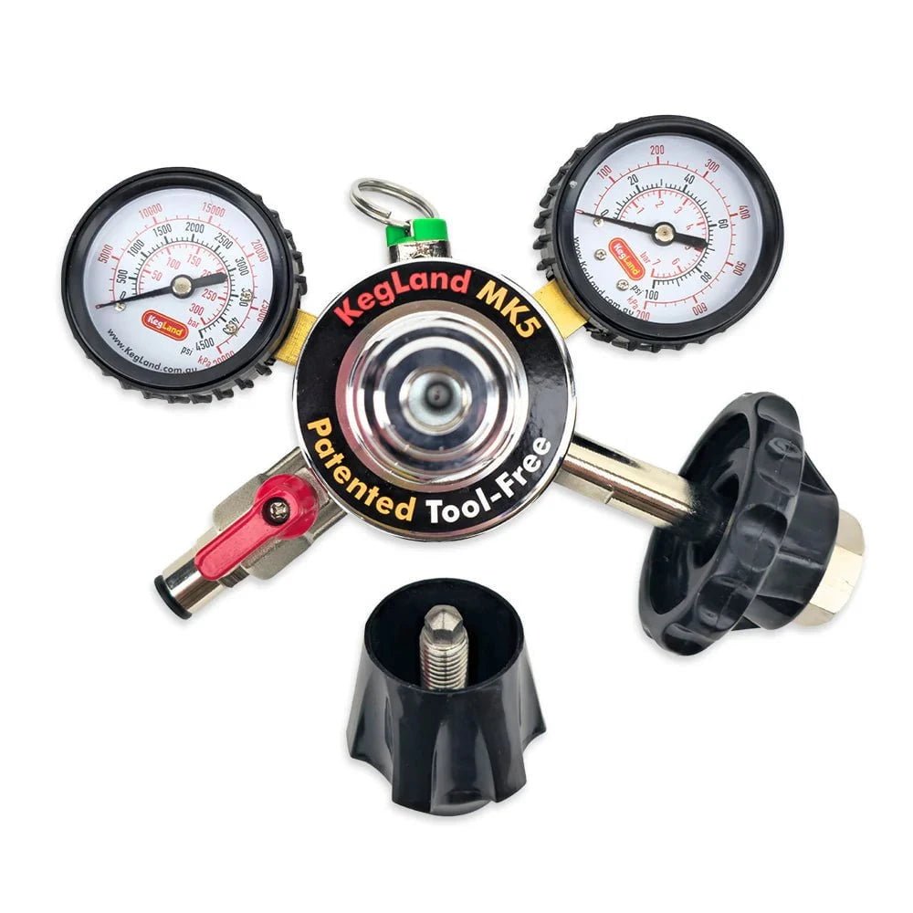 NEW: Type 30 - MK5 CO2 Regulator - Tool - Free - Dual Gauge (6.5bar PRV & 100psi Gauge) - Distillery King Australia