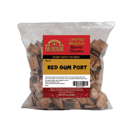 Oak Barrel Chunks - Red Gum Port Chips 500g - Distillery King Australia