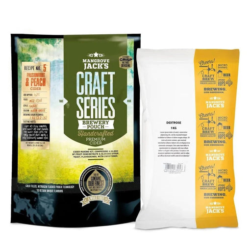 Peach & Passionfruit Cider Making Pouch + 1kg of Dextrose (Makes 23L) - Distillery King Australia