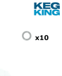 Pack of 10 gas post O-rings for ball lock kegs