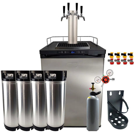 Series X Kegerator 4 Tap Quadruple Tap Four Tap PREMIUM BUNDLE 4x Taps with 4 New Kegs, Gas & Disconnects - Distillery King Australia