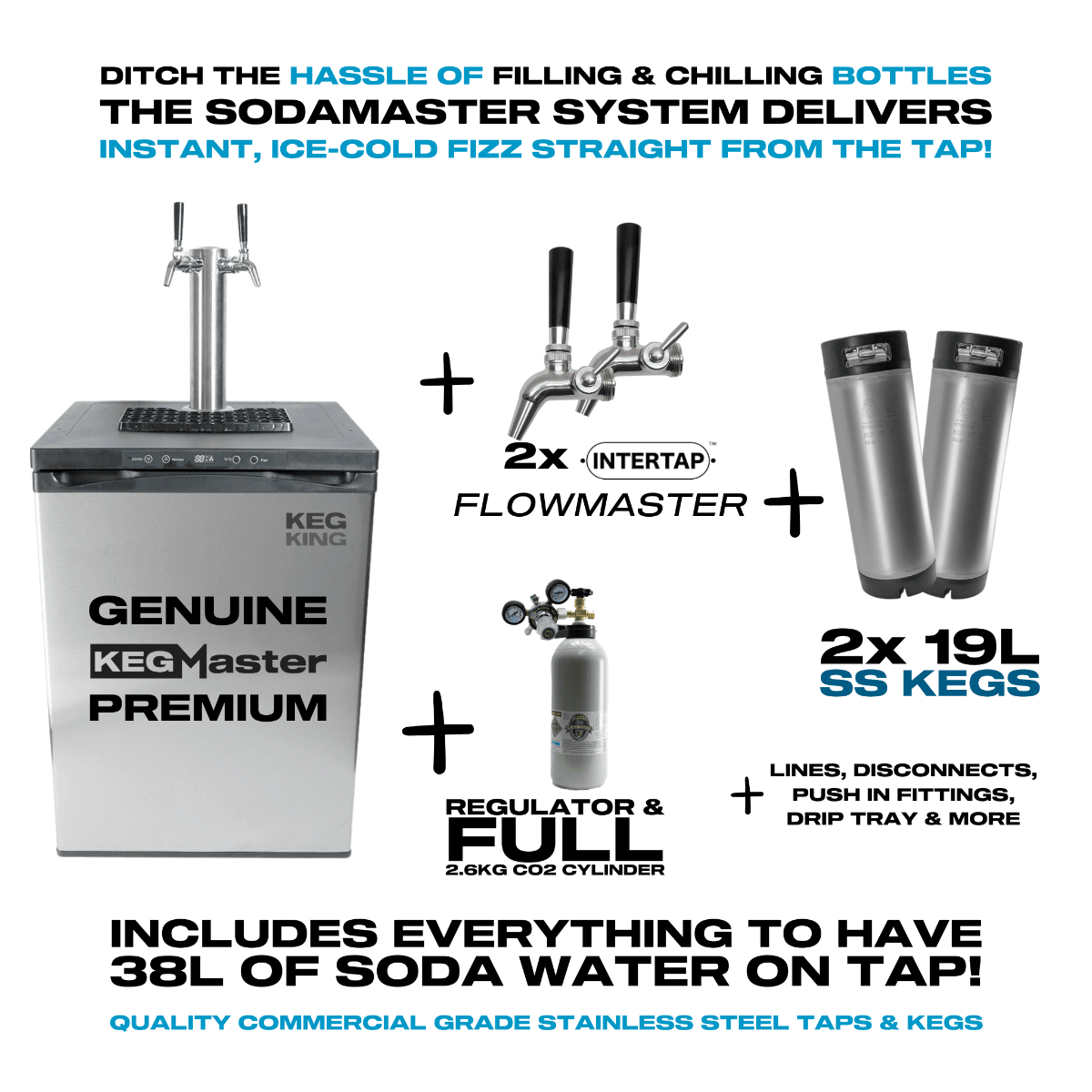 SodaMaster KegMaster Premium Sparkling Water Soda System