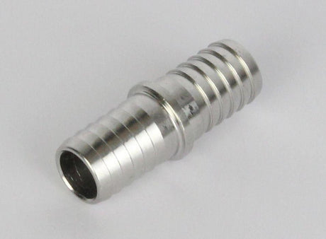 Stainless steel joiner, 13mm barb x 13mm barb