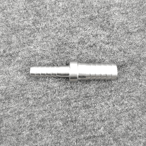 Stainless steel splicer, 6mm barb x 8mm barb