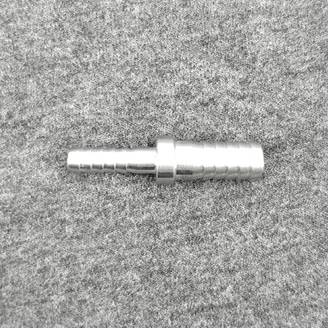 Stainless steel splicer, 6mm barb x 8mm barb