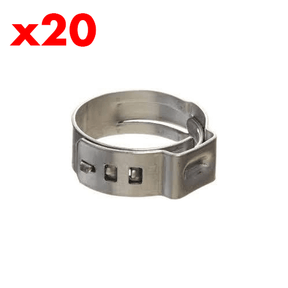 Bag of 20 stainless stepless clamps 19.4-22.6mm