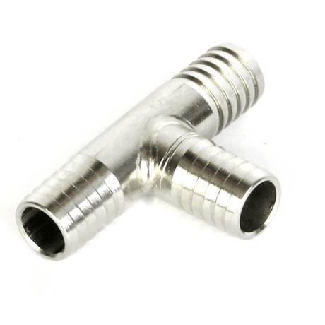 Stainless steel tee fitting with 10mm barb