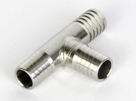 Stainless steel tee fitting with 13mm barb