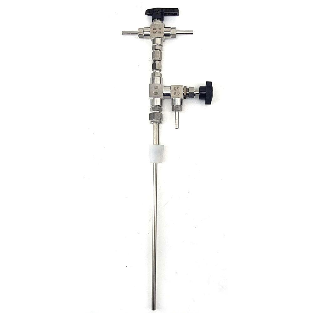 Stainless tee type counter pressure bottle filler