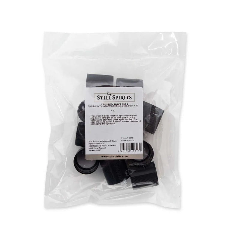 Still Spirits Threaded Plastic Spirit Caps, Black x 10 - Distillery King Australia