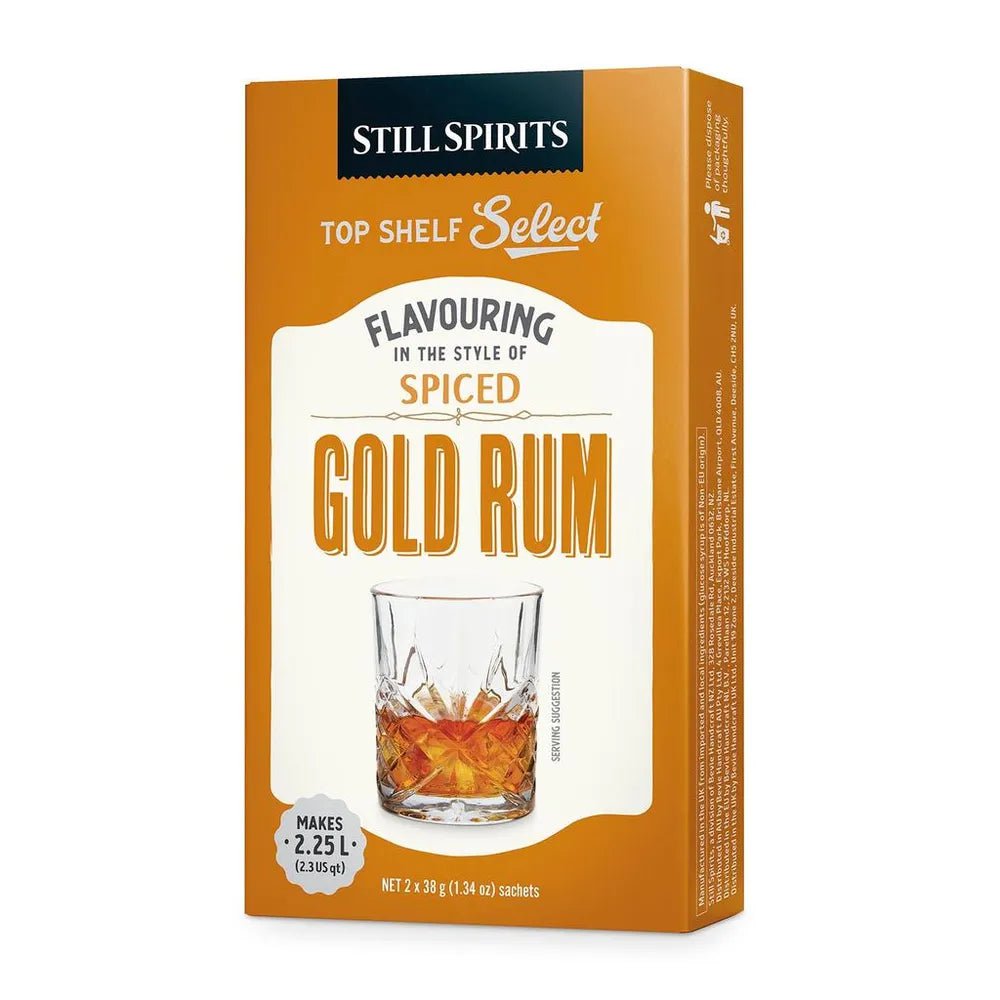 Top Shelf Select Rum Spiced Gold Rum Essence (2 x 1.125L Sachets) - Distillery King Australia