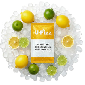 U-Fizz natural lemon lime pub squash mix bottle