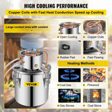 Vevor Alcohol Still 12L Stainless Steel Water Alcohol Essential Oils Distiller Copper Tube Home Brewing Kit Build-in Thermometer - Distillery King Australia
