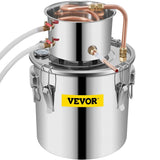 Vevor Alcohol Still 12L Stainless Steel Water Alcohol Essential Oils Distiller Copper Tube Home Brewing Kit Build-in Thermometer - Distillery King Australia