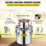 Vevor Alcohol Still 12L Stainless Steel Water Alcohol Essential Oils Distiller Copper Tube Home Brewing Kit Build-in Thermometer - Distillery King Australia