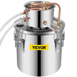 Vevor Alcohol Still 19L Stainless Steel Water Alcohol Essential Oils Distiller Copper Tube Home Brewing Kit Build-in Thermometer - Distillery King Australia