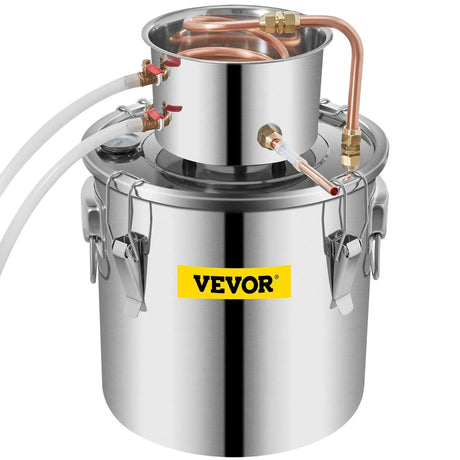 Vevor Alcohol Still 19L Stainless Steel Water Alcohol Essential Oils Distiller Copper Tube Home Brewing Kit Build-in Thermometer - Distillery King Australia