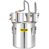 VEVOR Moonshine Still 50L Distiller Stainless Steel Water Alcohol Essential Oils Copper Tube with Circulating Pump Home Brewing Kit Build-in Thermometer - Distillery King Australia