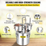 VEVOR Moonshine Still 50L Distiller Stainless Steel Water Alcohol Essential Oils Copper Tube with Circulating Pump Home Brewing Kit Build-in Thermometer - Distillery King Australia