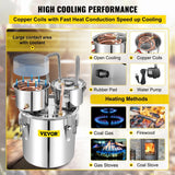 VEVOR Moonshine Still 50L Distiller Stainless Steel Water Alcohol Essential Oils Copper Tube with Circulating Pump Home Brewing Kit Build-in Thermometer - Distillery King Australia
