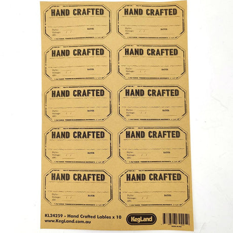 Vintage Craft Labels A4 Sheet 2x5