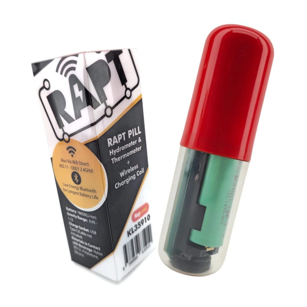 RAPT Pill wireless charging hydrometer red housing