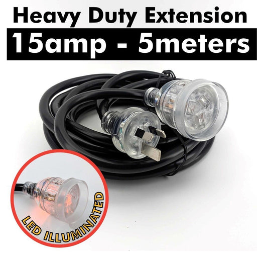 15 amp (2.0mm) Extension Lead 5m (with LED Light) (Australian Plug) - Distillery King Australia