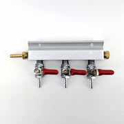 3 Output / 3 Way Manifold Gas Line Splitter with Check Valves (1/4" thread, 6mm Barb) - Distillery King Australia