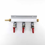3 Output / 3 Way Manifold Gas Line Splitter with Check Valves (1/4" thread, 6mm Barb) - Distillery King Australia