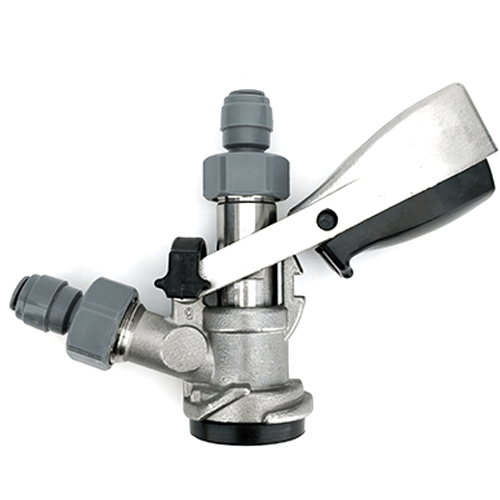 D-Type Commercial Keg Coupler - Full Stainless Steel with Duotight 5/8" to 8mm Push In