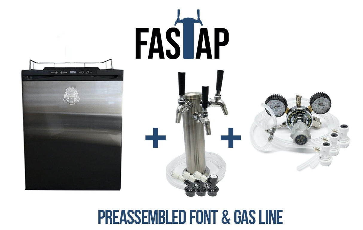 Kegmaster Kegerator TRIPLE Tap Stainless Steel FAST TAP Edition