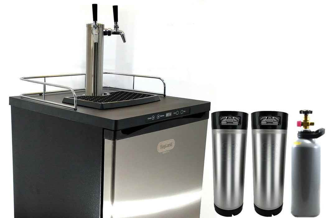 Series X Kegerator Double Tap PREMIUM BUNDLE 2x Taps with 2 New Kegs, Gas & Disconnects