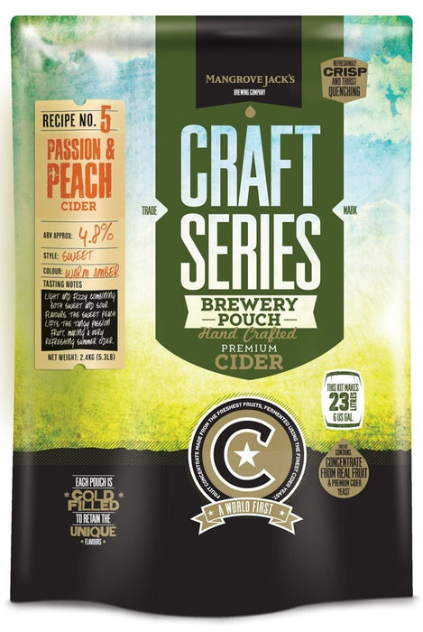 Mangrove Jacks Craft Series Peach and Passionfruit Cider Pouch (makes 23L)