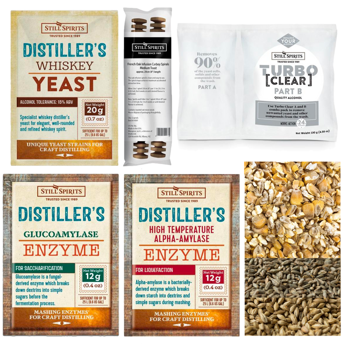 Still Spirits Bourbon Whiskey Grain Kit: Whiskey Distiller's Yeast + FLAKED MAIZE, RYE MALT + DISTILLERS MALT