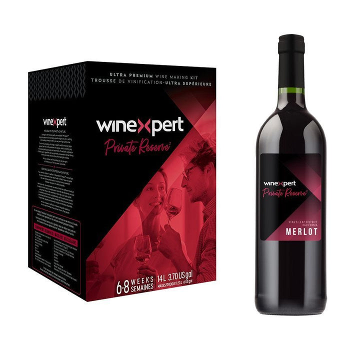 Winexpert Private Reserve Merlot, Stags Leap District, California - Wine Making Kit Makes 30 Bottles - with Grape Skins