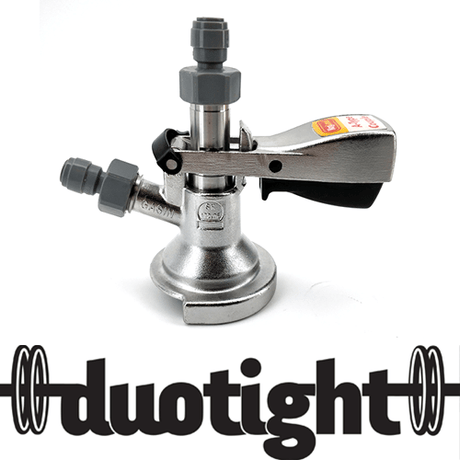 A - Type Commercial Keg Coupler - Full Stainless Steel - duotight 5/8" to 8mm push in with Low Profile Elbow Bend - Distillery King Australia