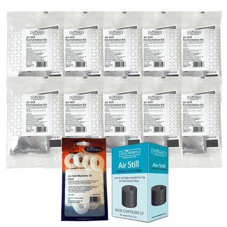 Air Still Yeast SUPER MEGA PACK 10x Air Still Fermentation Kits 10x Air Still Carbon Cartridges 10x Air Still Washers - Distillery King Australia