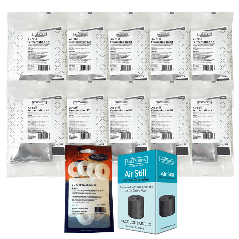 Air Still Yeast SUPER MEGA PACK 10x Air Still Fermentation Kits 10x Air Still Carbon Cartridges 10x Air Still Washers - Distillery King Australia