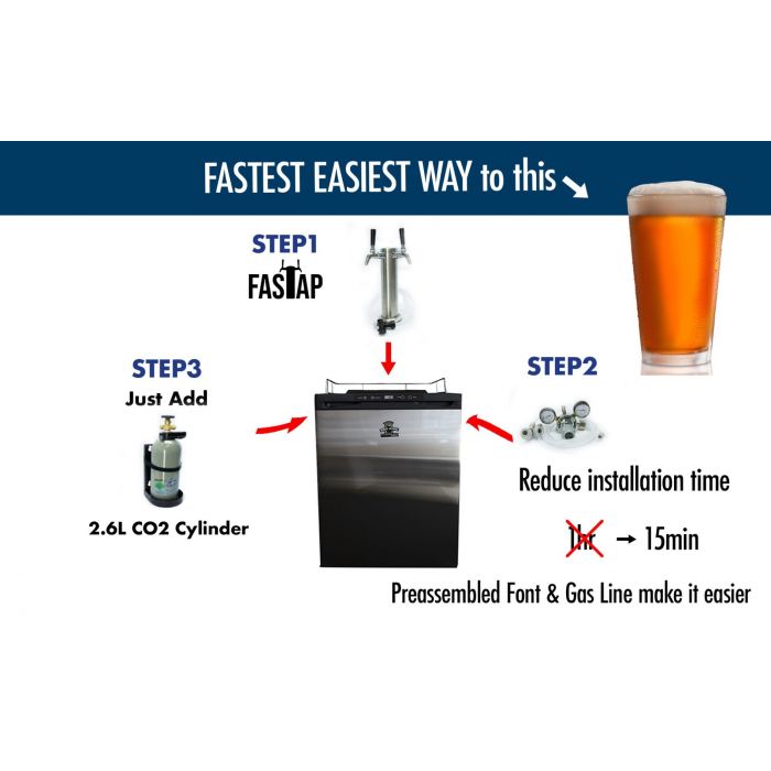 Kegmaster Kegerator SINGLE Tap Stainless Steel FAST TAP Edition