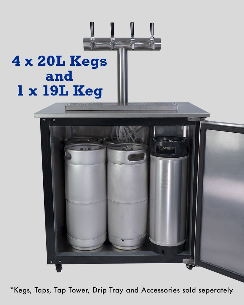 Kegmaster Outdoor Kegerator Solstice Under Bench Kegerator Fridge with Quadruple Tap 4 Taps - Distillery King Australia