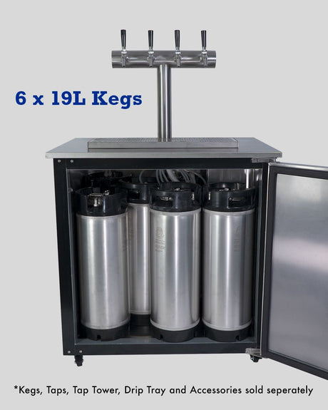 Kegmaster Outdoor Kegerator Solstice Under Bench Kegerator Fridge with Quadruple Tap 4 Taps - Distillery King Australia