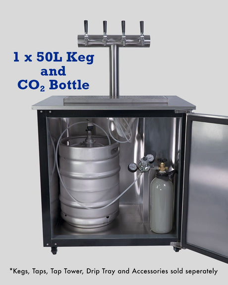 Kegmaster Outdoor Kegerator Solstice Under Bench Kegerator Fridge with Quadruple Tap 4 Taps - Distillery King Australia