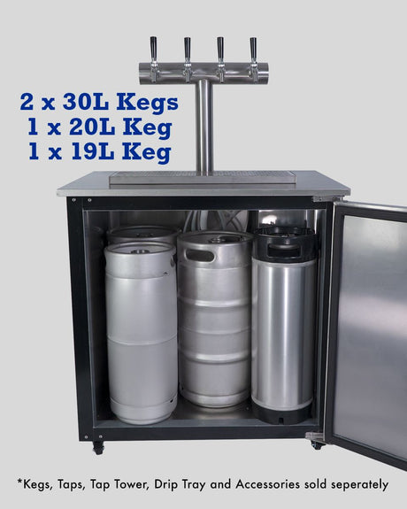 Kegmaster Outdoor Kegerator Solstice Under Bench Kegerator Fridge with Quadruple Tap 4 Taps - Distillery King Australia