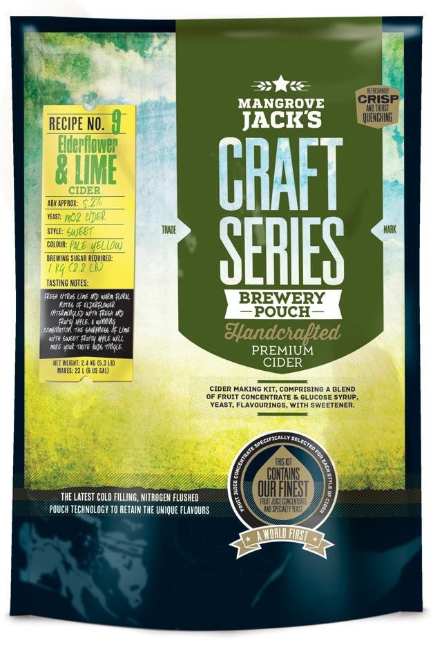 Mangrove Jacks Craft Series Elderflower & Lime Cider Pouch (makes 23L) - Distillery King Australia