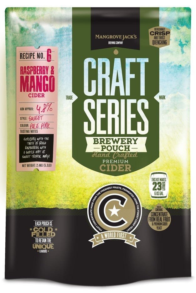 Mangrove Jacks Craft Series Raspberry and Mango Cider Pouch (makes 23L) - Distillery King Australia
