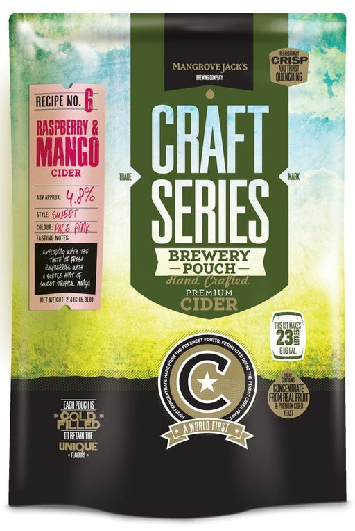 Mangrove Jacks Craft Series Raspberry and Mango Cider Pouch (makes 23L) - Distillery King Australia