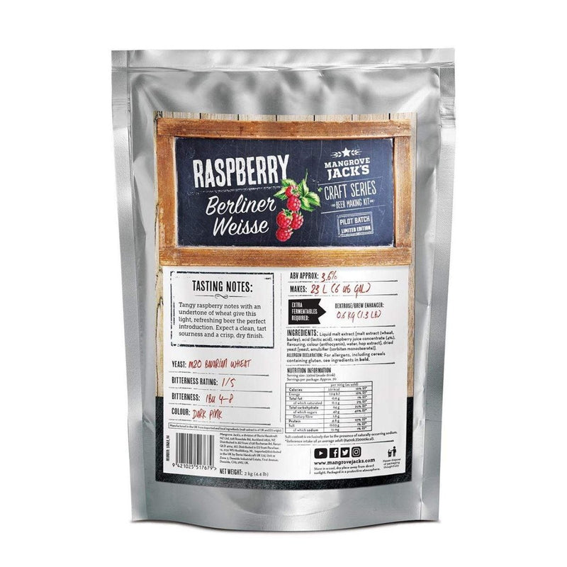 Mangrove Jacks Craft Series Raspberry Berliner Weisse (makes 23L) - Distillery King Australia