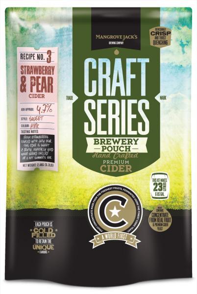 Mangrove Jacks Craft Series Strawberry & Pear Cider Pouch (makes 23L) - Distillery King Australia