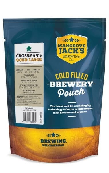 Mangrove Jacks Traditional Series Lager Pouch 1.8kg (Crossmans Gold) - Distillery King Australia