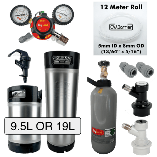 Portable Keg Setup with CO2 and Gas Regulator - 9.5L or 19L Kegs Single Handle Ball Lock Premium - Distillery King Australia